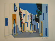 Quilici Jean Claude, ombres à Sidi Bou Saïd, Lithographie originale.